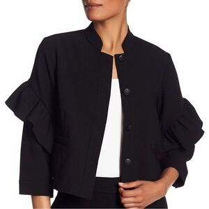 NWT RACHEL Rachel Roy Black Ruffled Cropped Jacket sz L